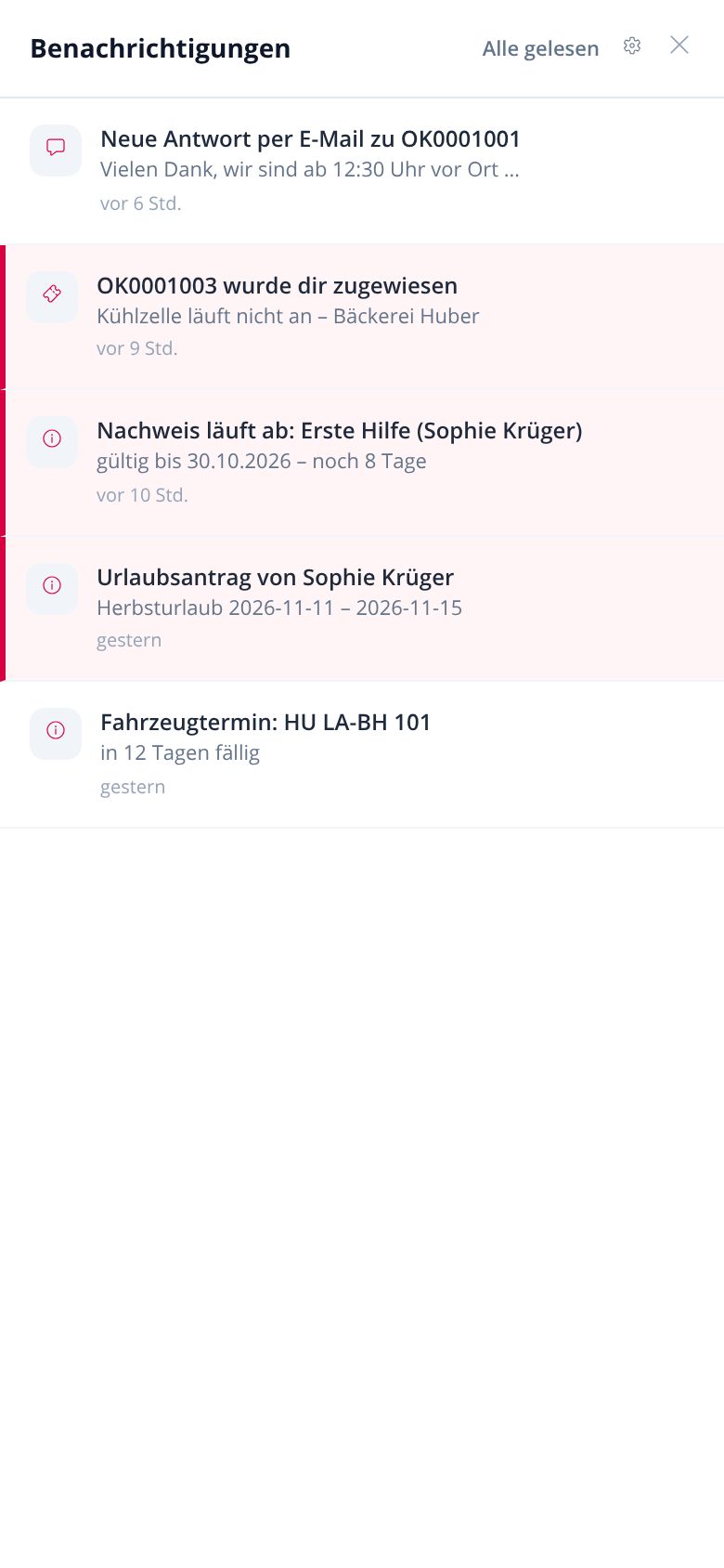 orandke ONE am Handy – Benachrichtigungen